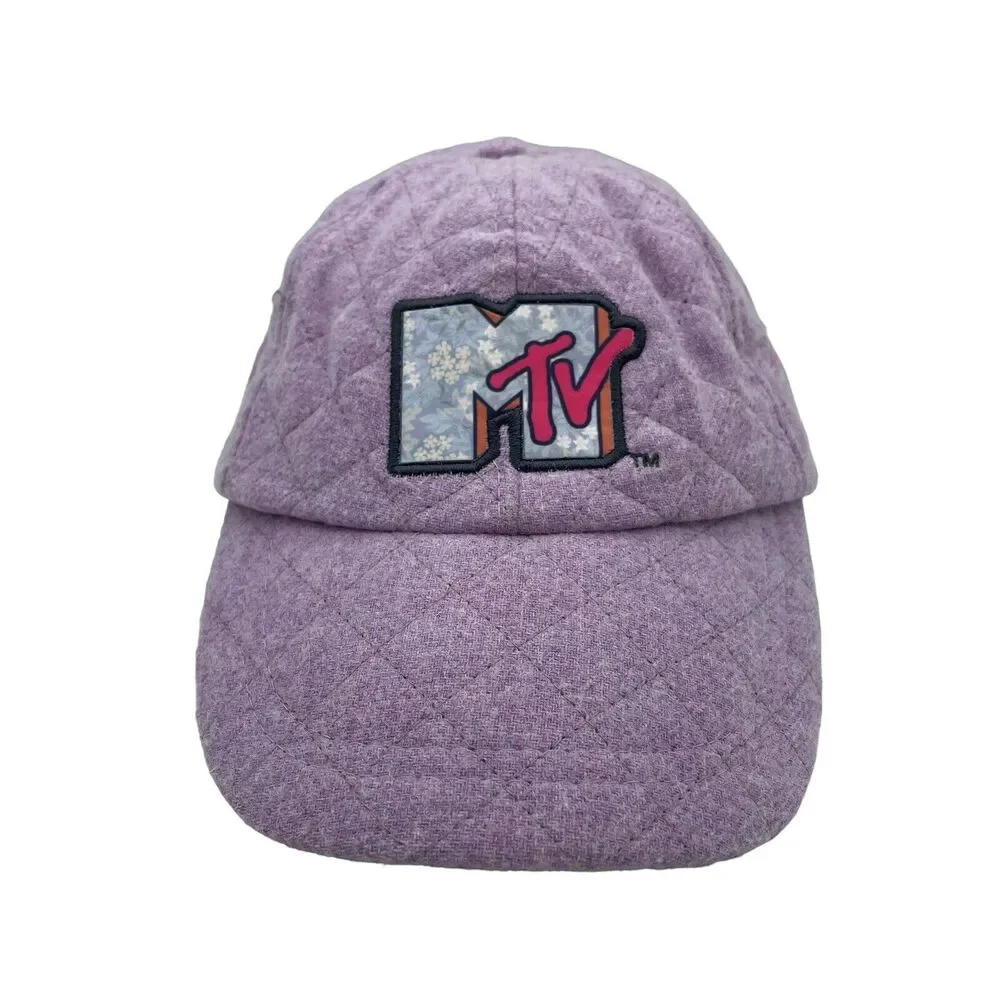 MTV CultureFly Purple Quilted Fleece Baseball Dad Hat - 90s logo 2021 Adjustable